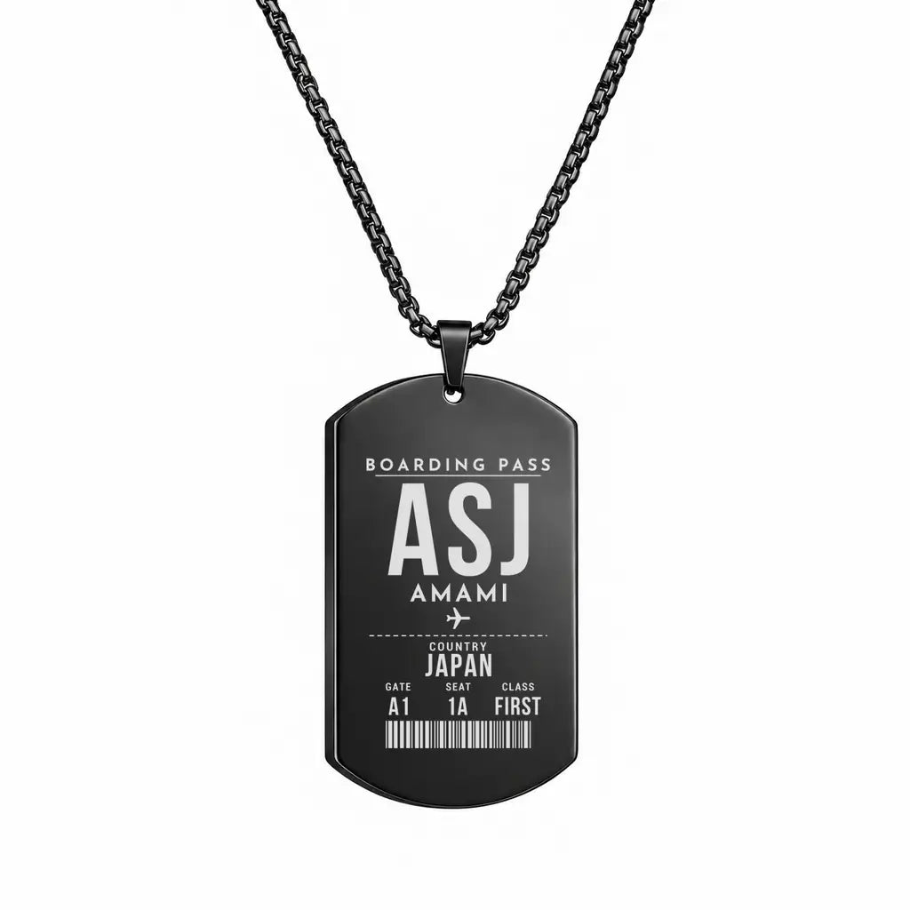 Amami Airport ASJ - Necklace - Boarding Pass Style - Black