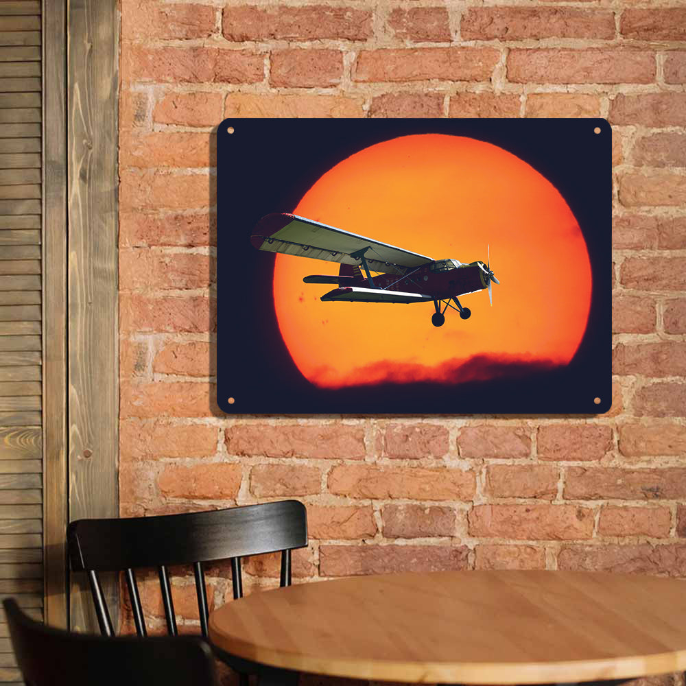 Amazing Antonov-2 With Sunset Printed Metal Sign