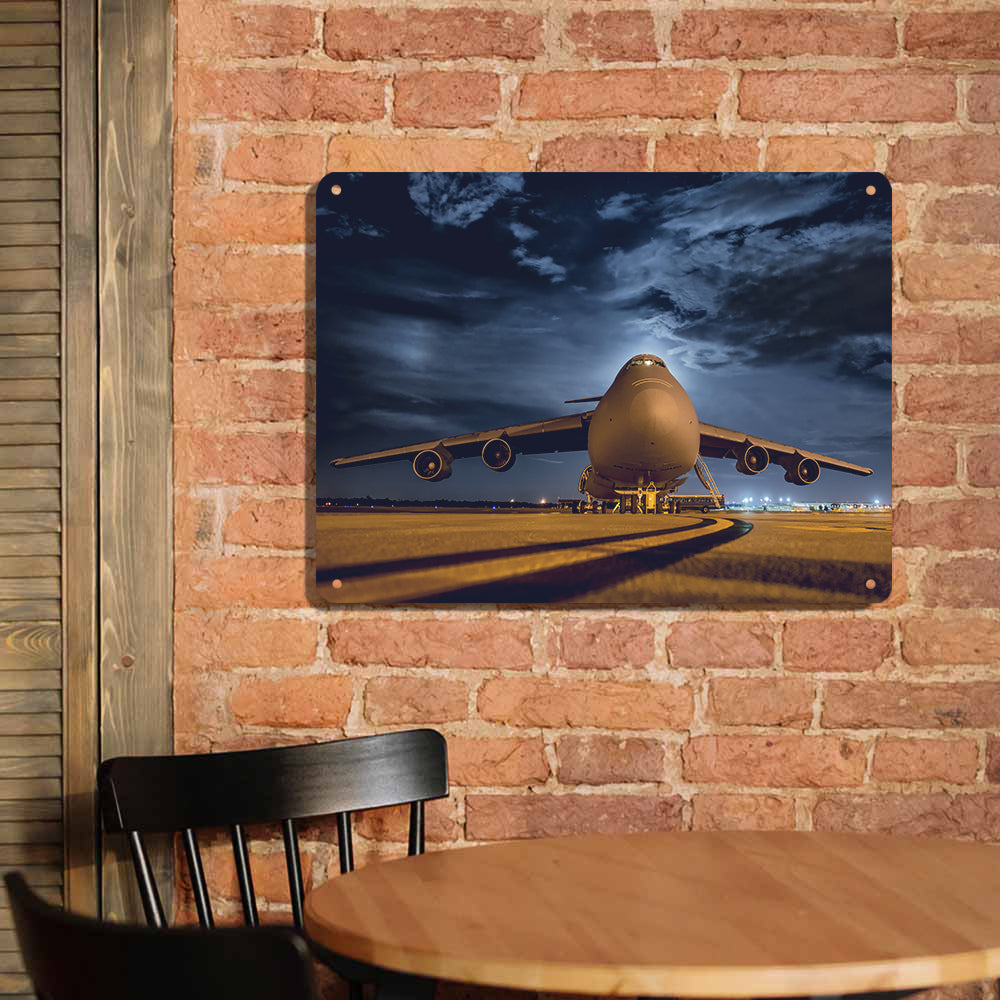 Amazing Military Aircraft at Night Printed Metal Sign