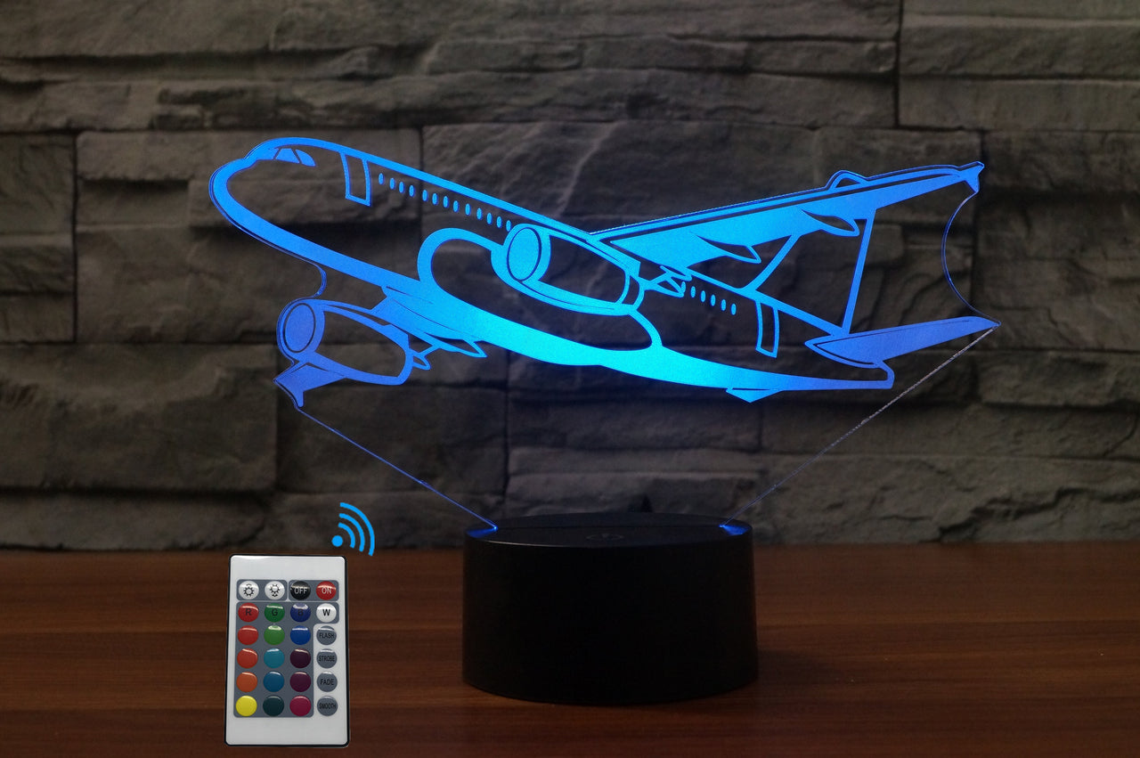 Amazing Silhouette of Airbus A320 Designed 3D Lamps