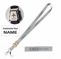 Thumbnail for Amed City Series seat belt lanyard - light gray with name