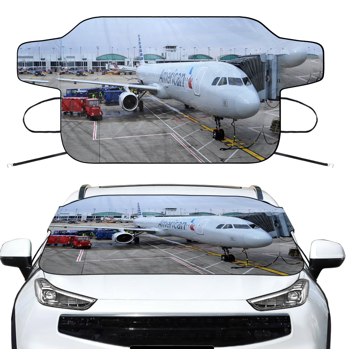 American Airlines A321 Designed Car Windshield Snow Covers
