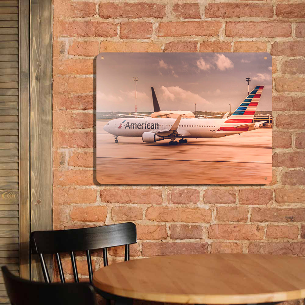 American Airlines Boeing 767 Printed Metal Sign