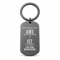 Thumbnail for Amsterdam Airport Schiphol AMS - Key Chain - Customizable Boarding Pass - Black