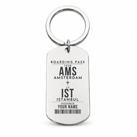 Thumbnail for Amsterdam Airport Schiphol AMS - Key Chain - Customizable Boarding Pass - Silver