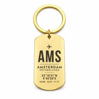 Thumbnail for Amsterdam Airport Schiphol AMS - Key Chain - Original Design - Gold