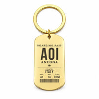 Thumbnail for Ancona Falconara Airport AOI - Key Chain - Boarding Pass Style - Gold