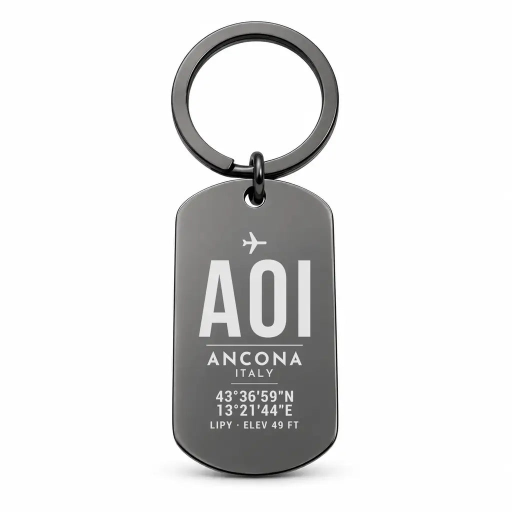 Ancona Falconara Airport AOI - Key Chain - Original Design - Black