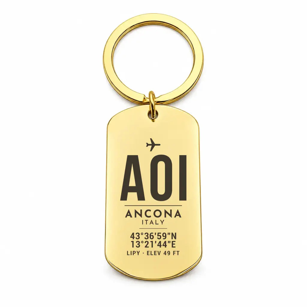 Ancona Falconara Airport AOI - Key Chain - Original Design - Gold