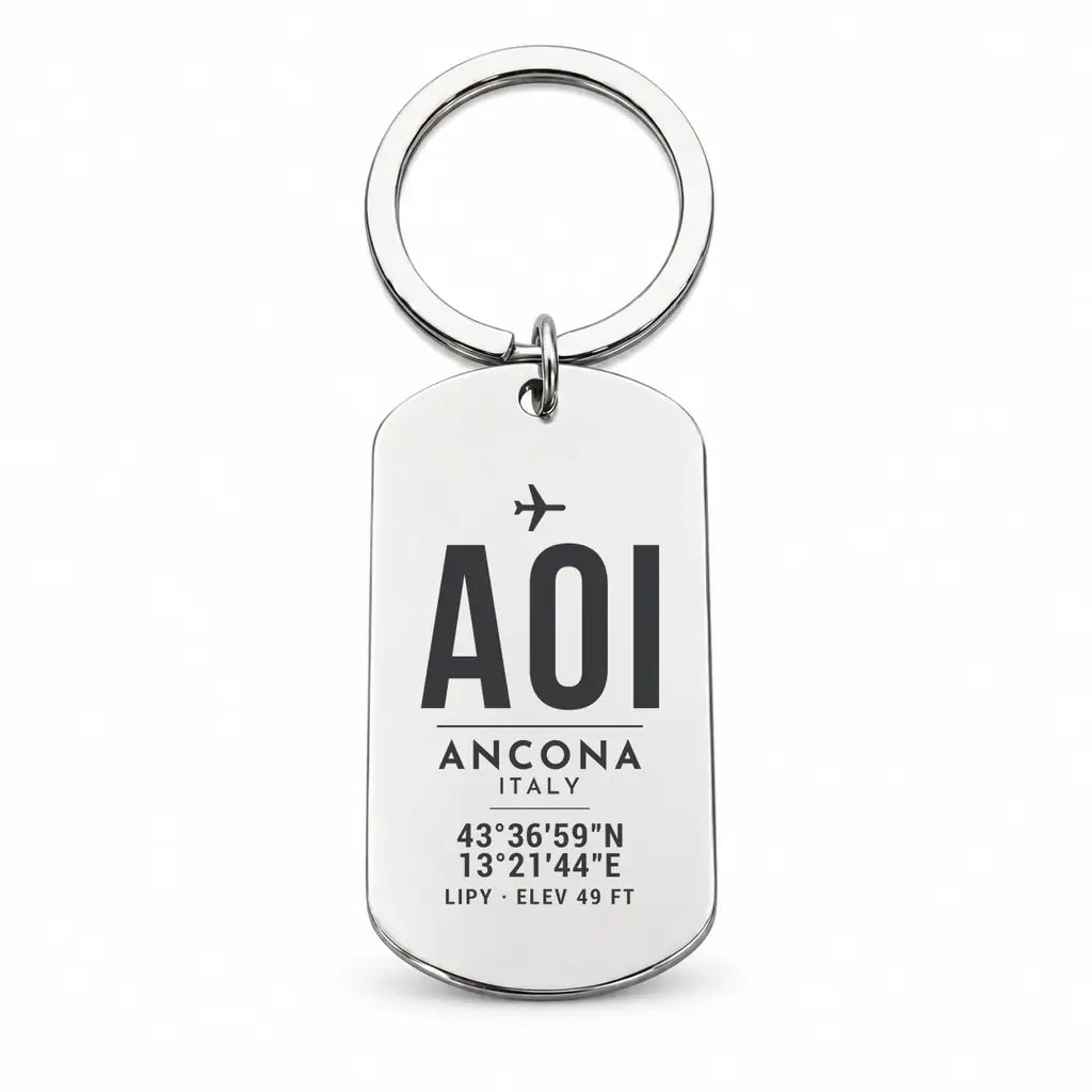Ancona Falconara Airport AOI - Key Chain - Original Design - Silver