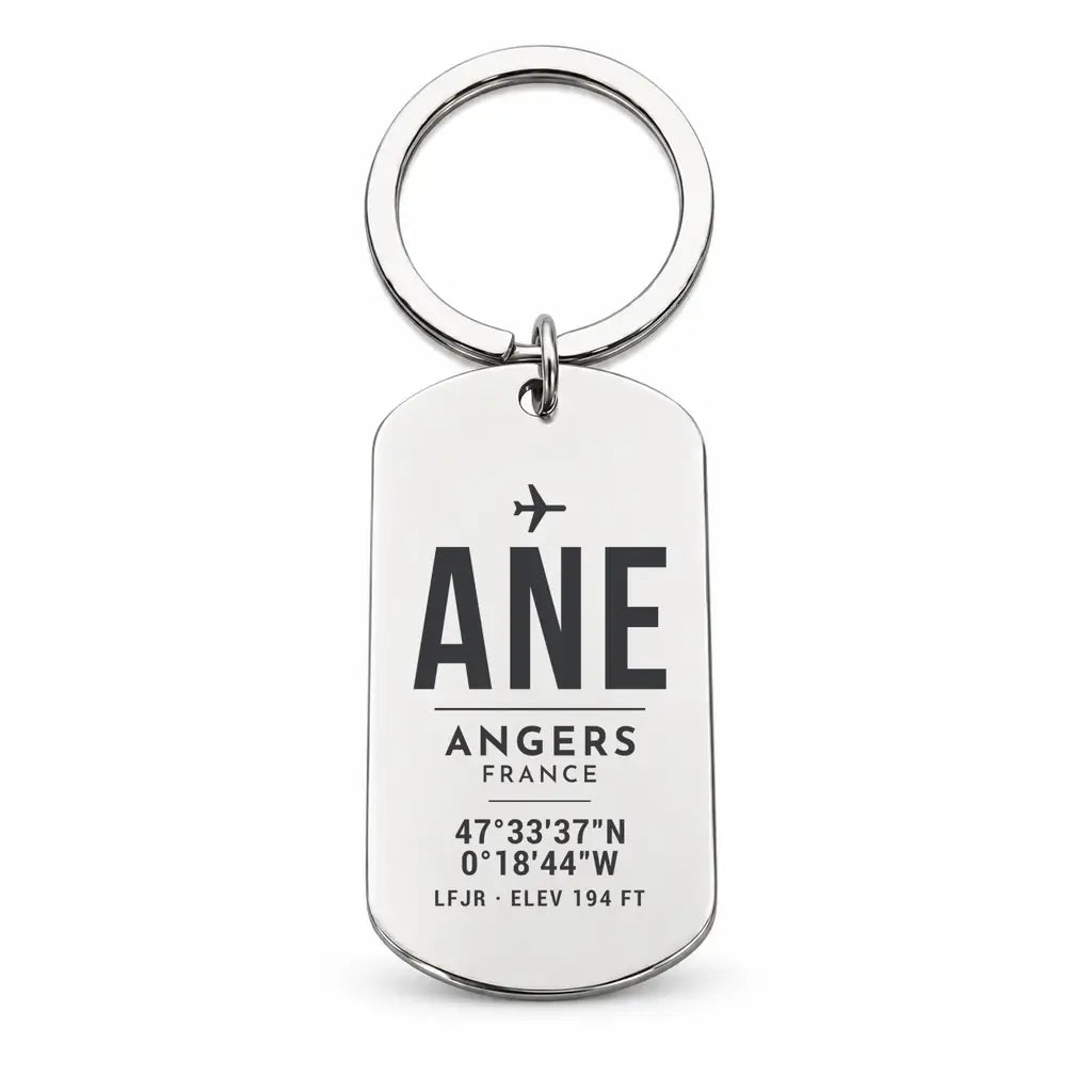 Angers – Loire Airport ANE - Key Chain - Original Design - Silver