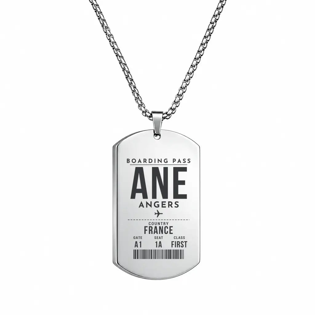 Angers – Loire Airport ANE - Necklace - Boarding Pass Style - Silver