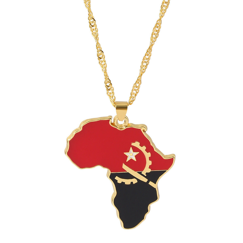 Angola Map Flag Necklace