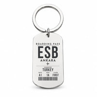 Thumbnail for Ankara Esenboga Airport ESB - Key Chain - Boarding Pass Style - Silver