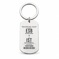 Thumbnail for Ankara Esenboga Airport ESB - Key Chain - Customizable Boarding Pass - Silver