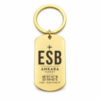 Thumbnail for Ankara Esenboga Airport ESB - Key Chain - Original Design - Gold