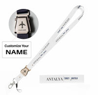 Thumbnail for Antalya City Series seat belt lanyard - white with name
