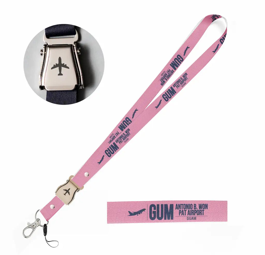 Antonio B. Won Pat International Airport (GUM) seat belt lanyard - pink