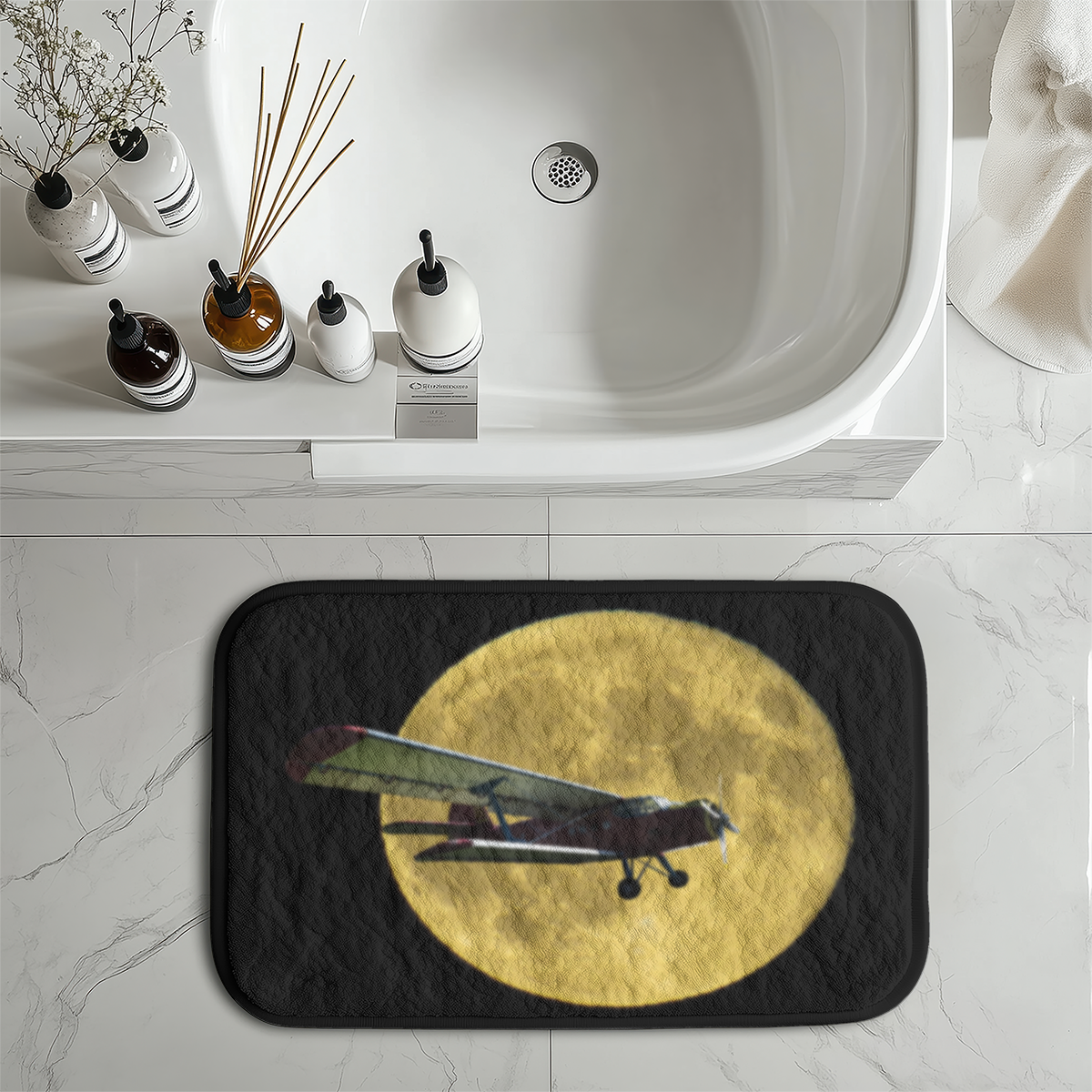 Antonov-2 With Moon Designed Bath Mats