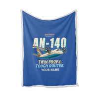 Thumbnail for Antonov An-140 - Cartoon + Name - Blanket - Blue