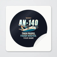 Thumbnail for Antonov An-140 - Cartoon + Name - Circle Sticker - Peel