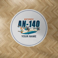 Thumbnail for Antonov An-140 - Cartoon + Name - Round Carpet - Light Gray
