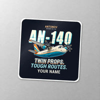 Thumbnail for Antonov An-140 - Cartoon + Name - Square Sticker - Close-up