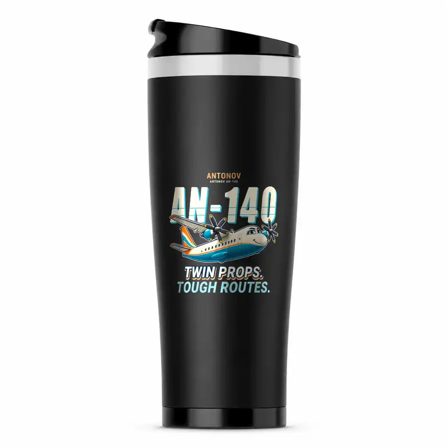 Antonov An-140 - Cartoon - Stainless Steel (No Holder) - Black