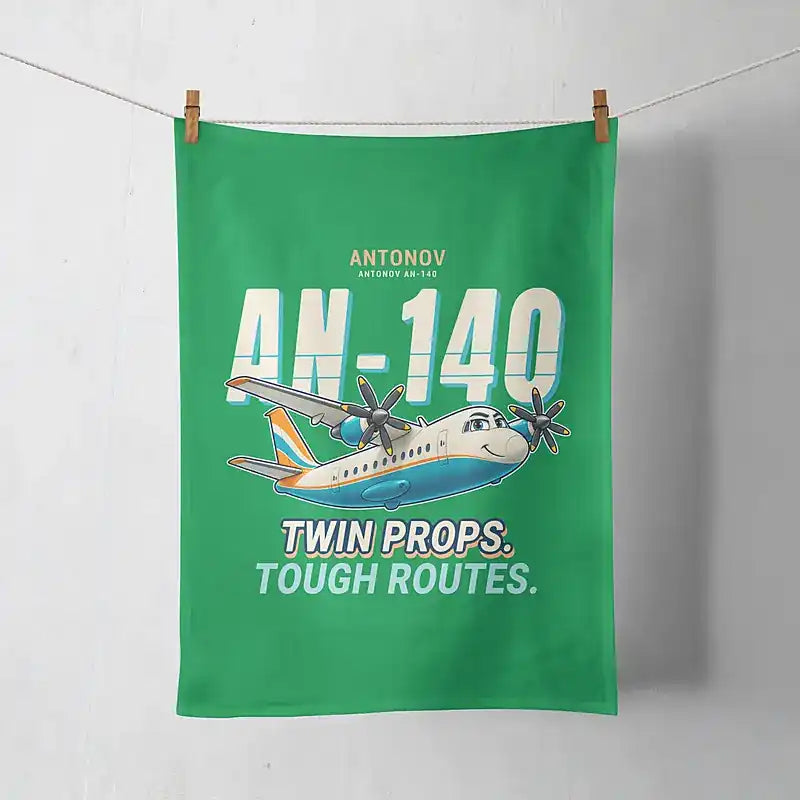 Antonov An-140 - Cartoon - Towel - Green