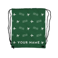 Thumbnail for Antonov An-140 - Drawstring Bag - 3D Pattern + Name - Green