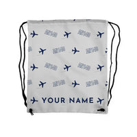 Thumbnail for Antonov An-140 - Drawstring Bag - 3D Pattern + Name - Light Gray