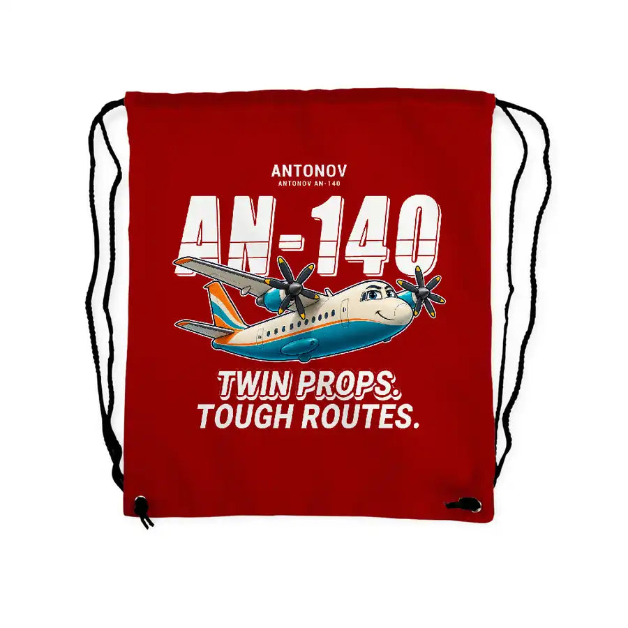 Antonov An-140 - Drawstring Bag - Cartoon - Red