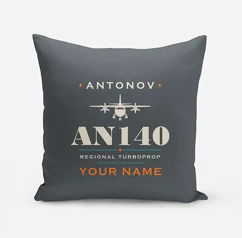 Antonov An-140 - Heritage + Name - Pillow - Gray