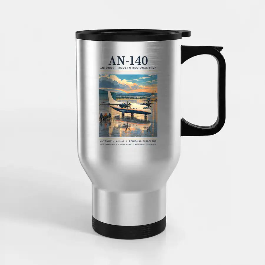 Antonov An-140 - Poster - Stainless Steel with Holder - Silver