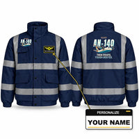 Thumbnail for Antonov An-140 Reflective Winter Jackets - Cartoon + Name - Navy Blue