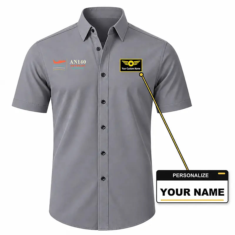 Antonov An-140 - Short Sleeve Shirt - Poster - Gray + NAME