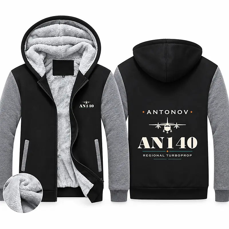Antonov An-140 Zipped Sweatshirts - Heritage - Black & Gray