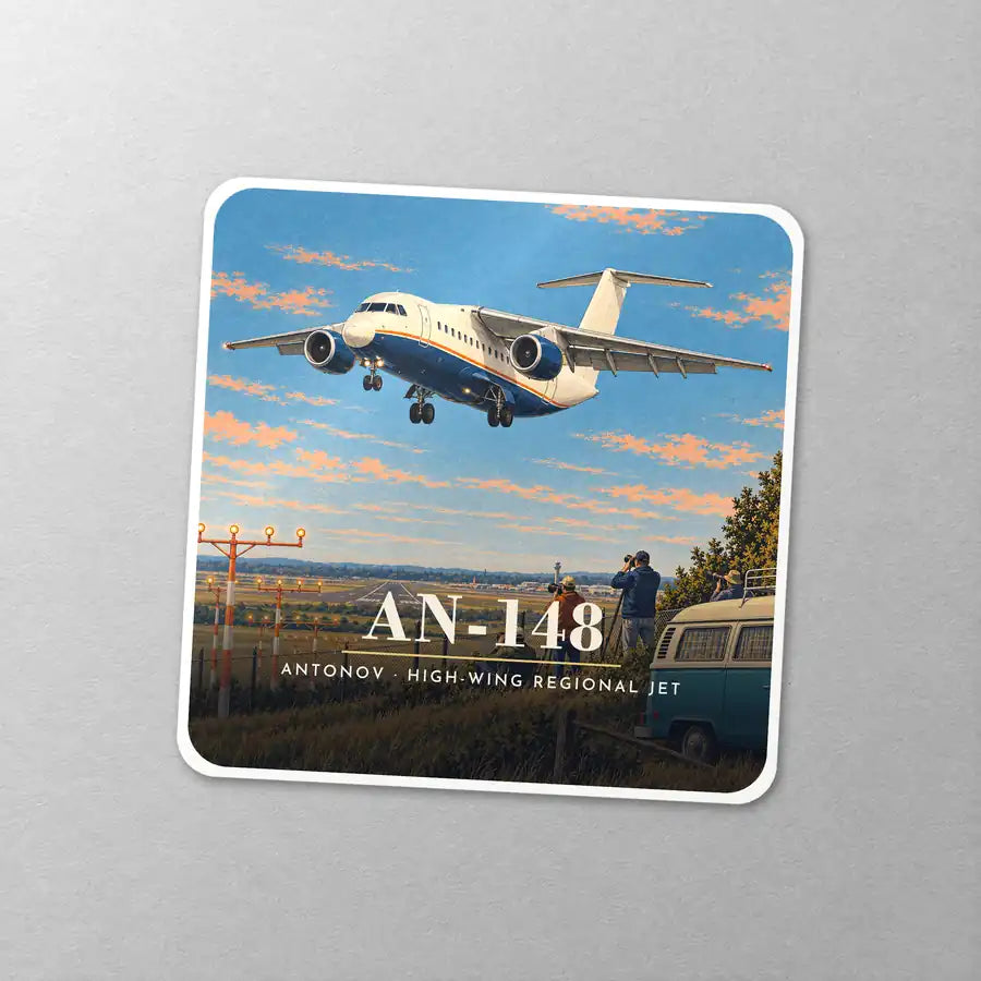 Antonov An-148 - 3D - Square Sticker - Close-up