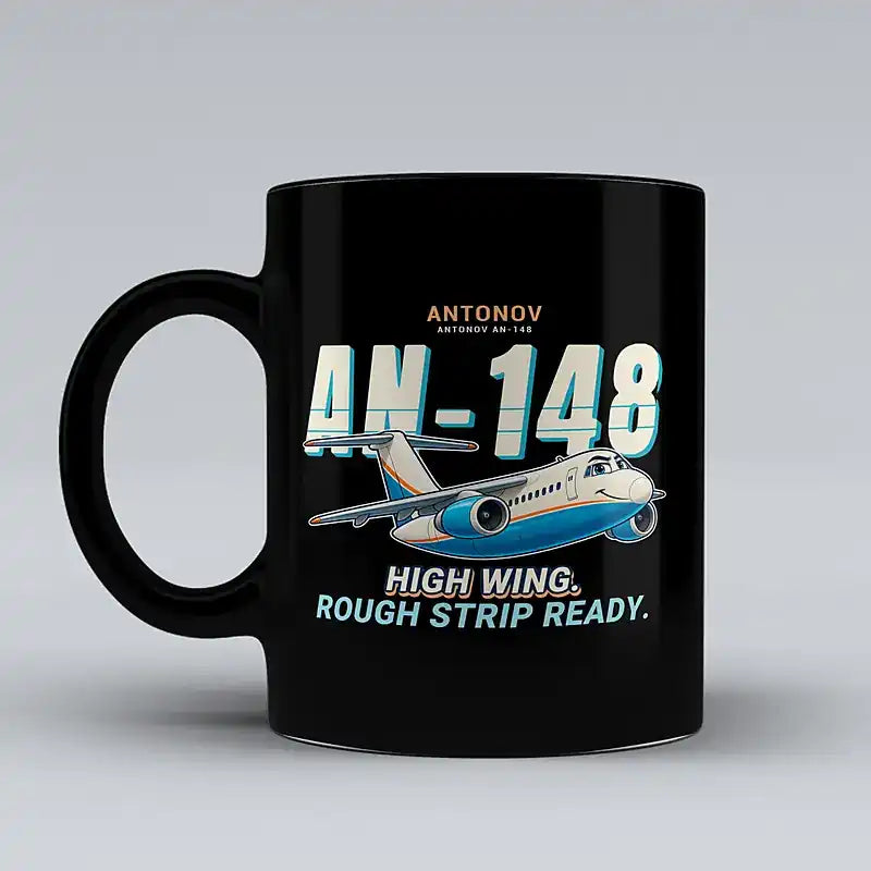 Antonov An-148 - Cartoon - Mug - Black