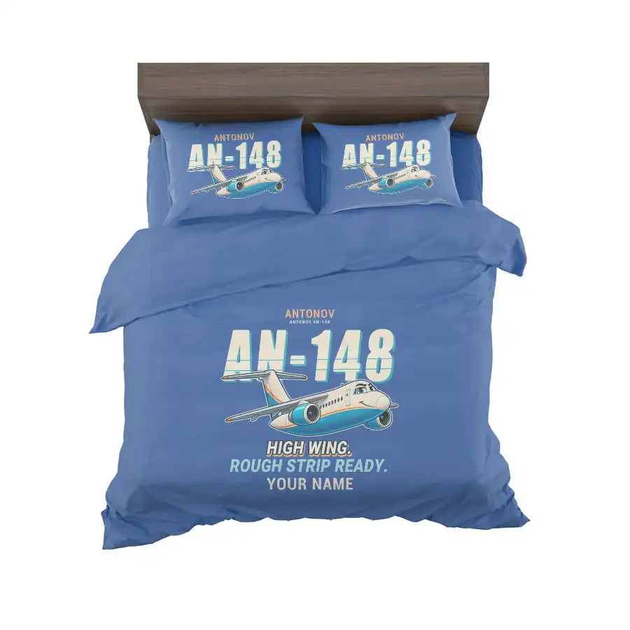 Antonov An-148 - Cartoon + Name - Bedding Set - Blue
