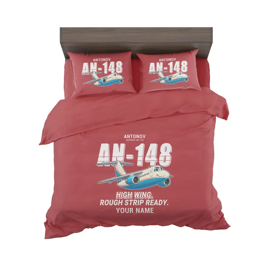 Antonov An-148 - Cartoon + Name - Bedding Set - Red