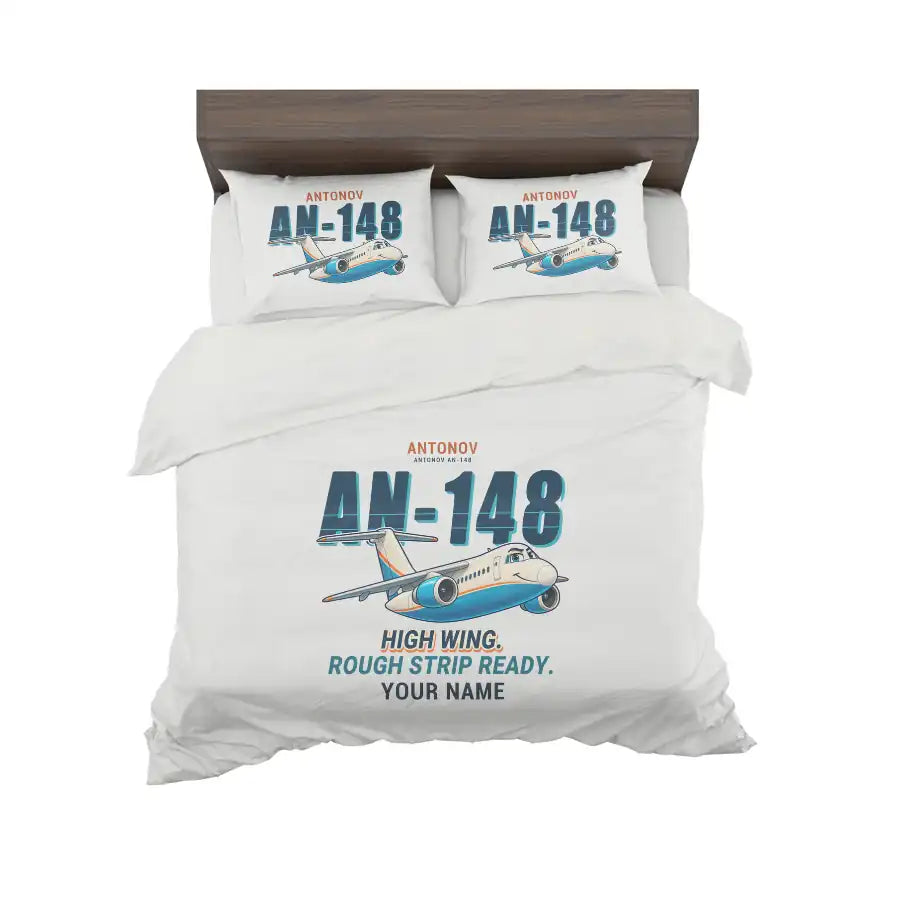 Antonov An-148 - Cartoon + Name - Bedding Set - White