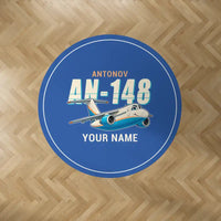Thumbnail for Antonov An-148 - Cartoon + Name - Round Carpet - Blue