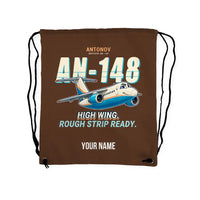 Thumbnail for Antonov An-148 - Drawstring Bag - Cartoon + Name - Brown