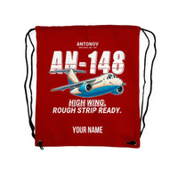 Thumbnail for Antonov An-148 - Drawstring Bag - Cartoon + Name - Red
