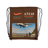 Thumbnail for Antonov An-148 - Drawstring Bag - Classic - Brown