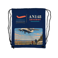 Thumbnail for Antonov An-148 - Drawstring Bag - Classic - Dark Blue