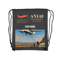 Thumbnail for Antonov An-148 - Drawstring Bag - Classic + Name - Gray