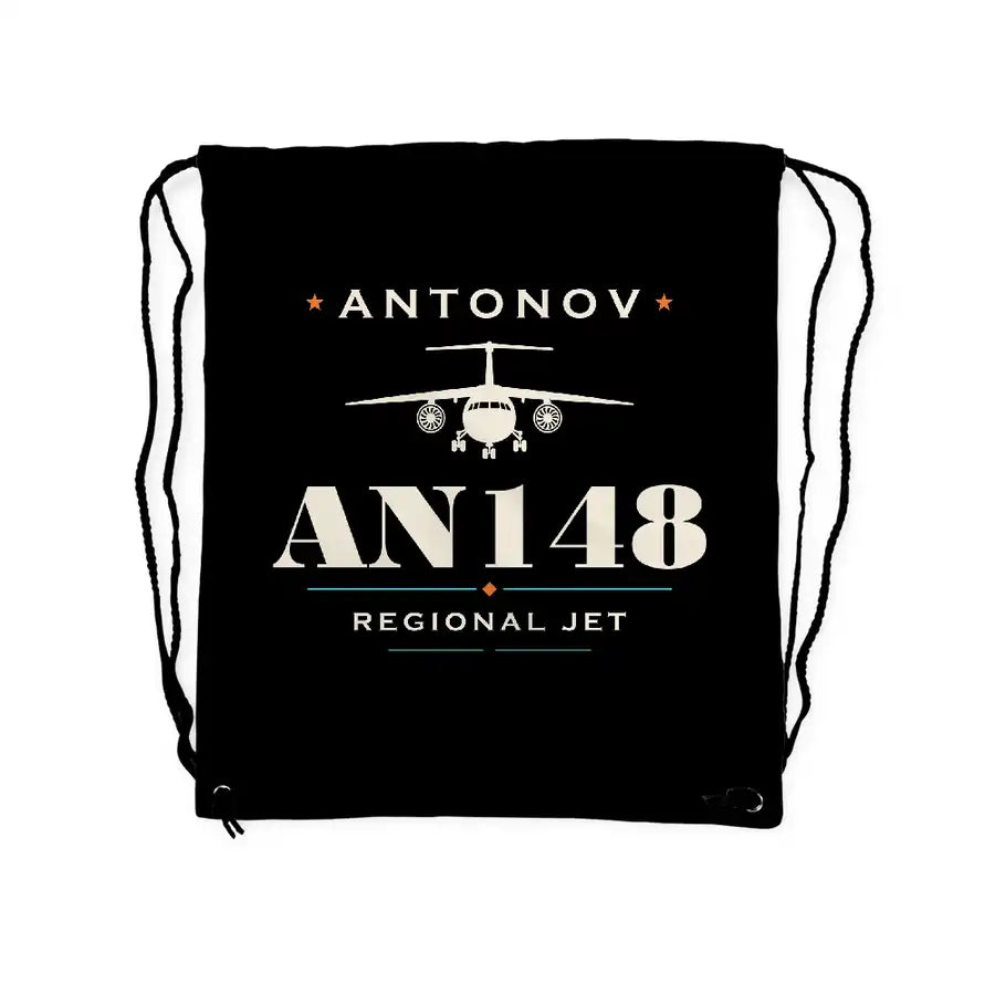 Antonov An-148 - Drawstring Bag - Heritage - Black