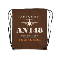 Thumbnail for Antonov An-148 - Drawstring Bag - Heritage + Name - Brown